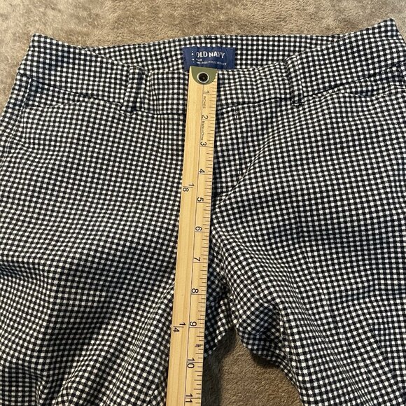 Old Navy Pants Womens 6 Pixie Mid Rise Gingham Plaid Black White Ankle Preppy - Picture 6 of 7